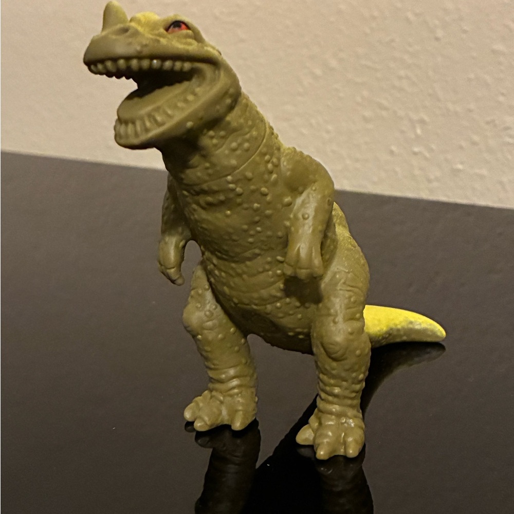 Vintage Olive Green Dinosaur Reptile Toy - Solid Color Figurine